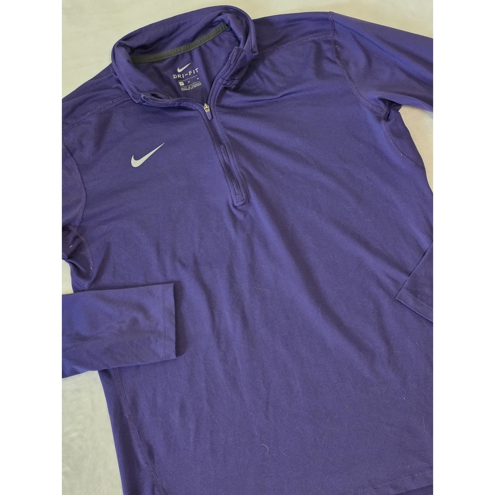 Nike Dri FIT Womens Medium Purple quarter zip pullover white swoosh logo Light
